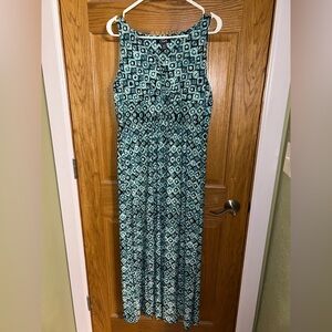 Chaps Teal Geometric Maxi Dress